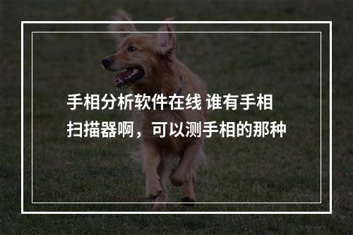 手相分析软件在线 谁有手相扫描器啊，可以测手相的那种