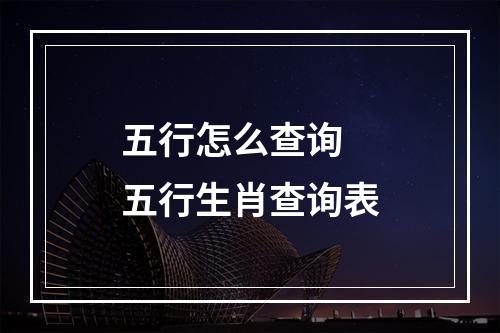 五行怎么查询 五行生肖查询表