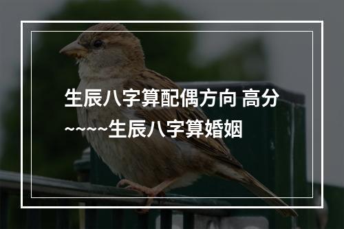 生辰八字算配偶方向 高分~~~~生辰八字算婚姻