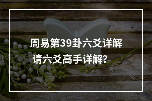 周易第39卦六爻详解 请六爻高手详解？