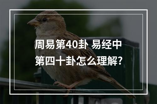 周易第40卦 易经中第四十卦怎么理解?