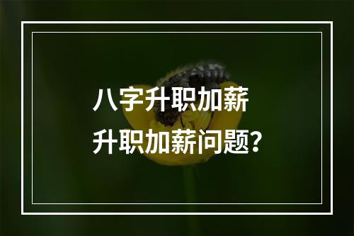 八字升职加薪 升职加薪问题？