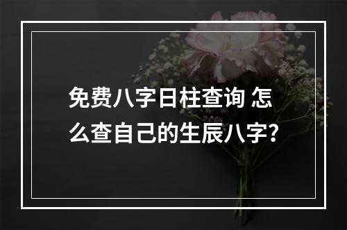 免费八字日柱查询 怎么查自己的生辰八字？