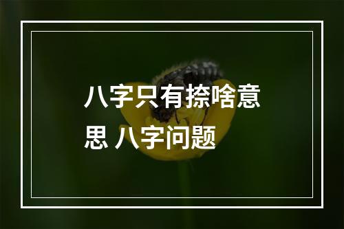 八字只有捺啥意思 八字问题