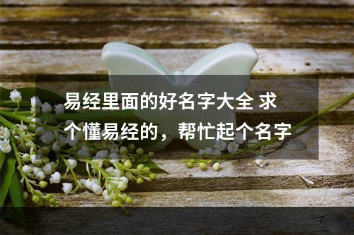 易经里面的好名字大全 求个懂易经的，帮忙起个名字