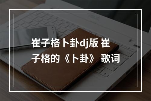 崔子格卜卦dj版 崔子格的《卜卦》 歌词