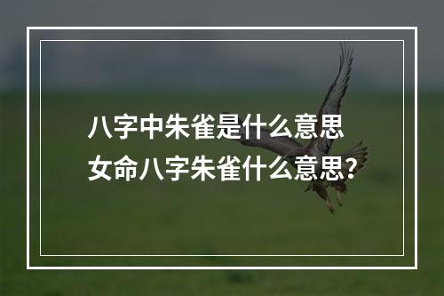 八字中朱雀是什么意思 女命八字朱雀什么意思？