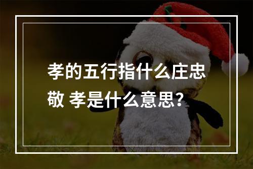 孝的五行指什么庄忠敬 孝是什么意思？