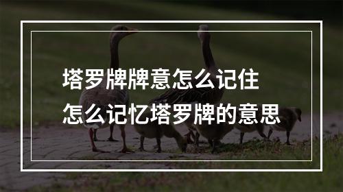 塔罗牌牌意怎么记住 怎么记忆塔罗牌的意思