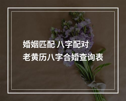 婚姻匹配 八字配对 老黄历八字合婚查询表