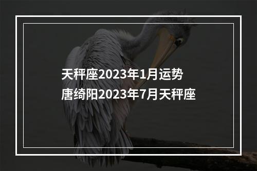 天秤座2023年1月运势 唐绮阳2023年7月天秤座