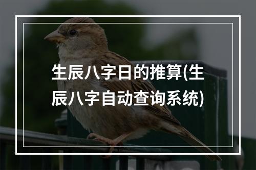 生辰八字日的推算(生辰八字自动查询系统)