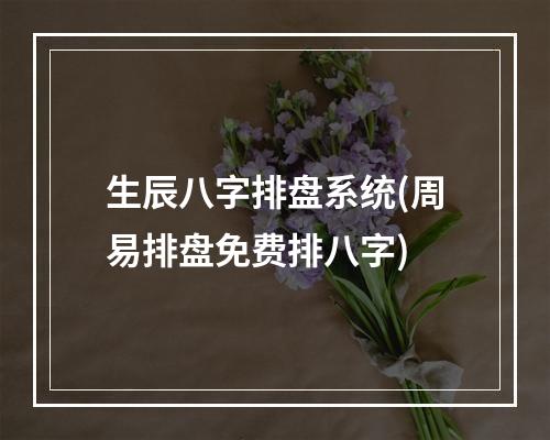 生辰八字排盘系统(周易排盘免费排八字)