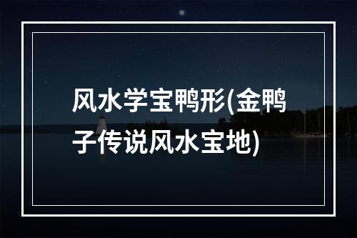 风水学宝鸭形(金鸭子传说风水宝地)