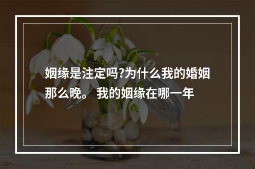 姻缘是注定吗?为什么我的婚姻那么晚。 我的姻缘在哪一年