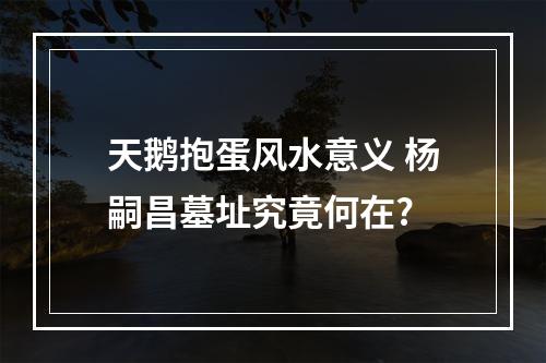 天鹅抱蛋风水意义 杨嗣昌墓址究竟何在?