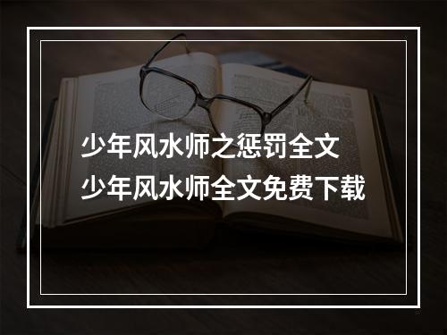 少年风水师之惩罚全文 少年风水师全文免费下载