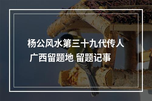 杨公风水第三十九代传人 广西留题地 留题记事