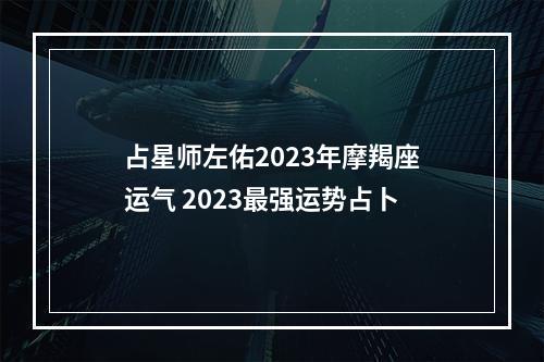 占星师左佑2023年摩羯座运气 2023最强运势占卜