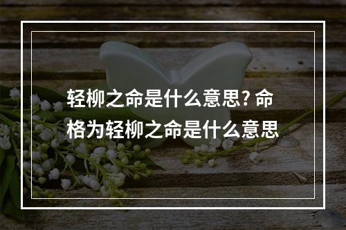 轻柳之命是什么意思? 命格为轻柳之命是什么意思
