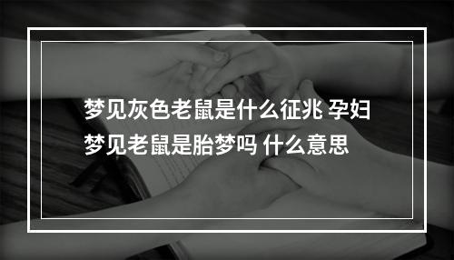 梦见灰色老鼠是什么征兆 孕妇梦见老鼠是胎梦吗 什么意思