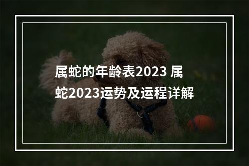 属蛇的年龄表2023 属蛇2023运势及运程详解