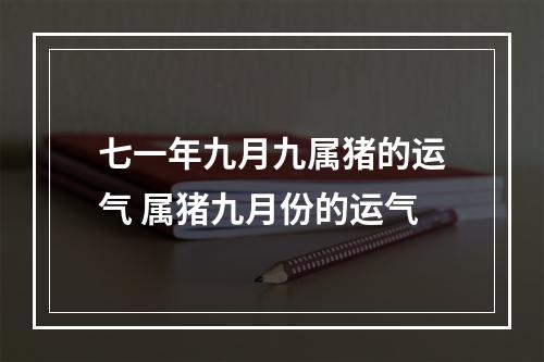 七一年九月九属猪的运气 属猪九月份的运气