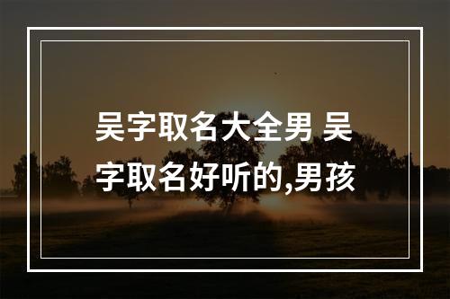吴字取名大全男 吴字取名好听的,男孩