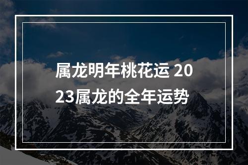 属龙明年桃花运 2023属龙的全年运势