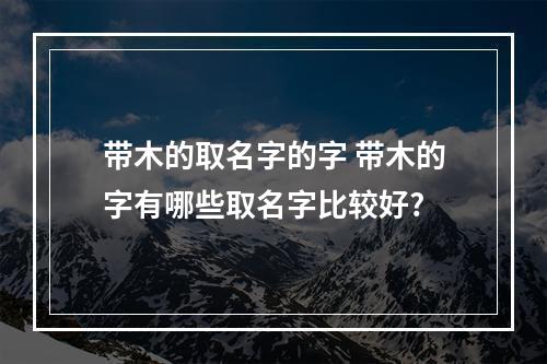 带木的取名字的字 带木的字有哪些取名字比较好?