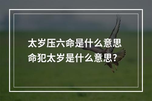 太岁压六命是什么意思 命犯太岁是什么意思?