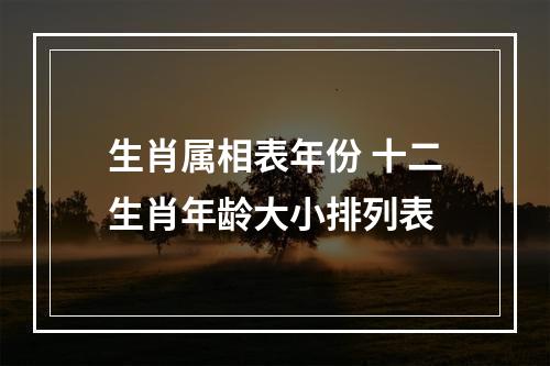 生肖属相表年份 十二生肖年龄大小排列表