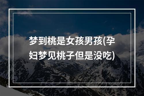 梦到桃是女孩男孩(孕妇梦见桃子但是没吃)