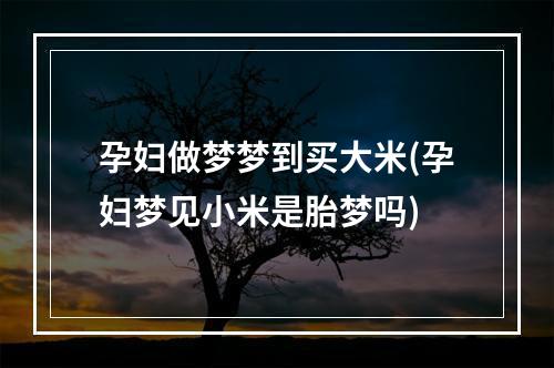 孕妇做梦梦到买大米(孕妇梦见小米是胎梦吗)