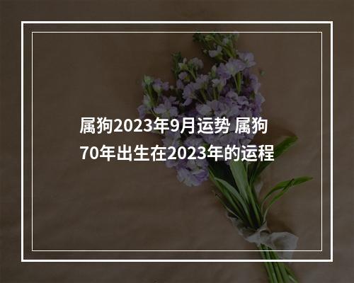 属狗2023年9月运势 属狗70年出生在2023年的运程
