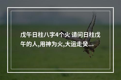 戊午日柱八字4个火 请问日柱戊午的人,用神为火,大运走癸丑运,这个大运如何趋吉避凶呢...