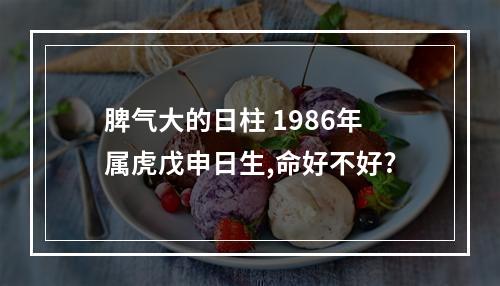 脾气大的日柱 1986年属虎戊申日生,命好不好?