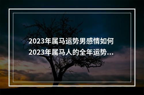 2023年属马运势男感情如何 2023年属马人的全年运势怎么样?