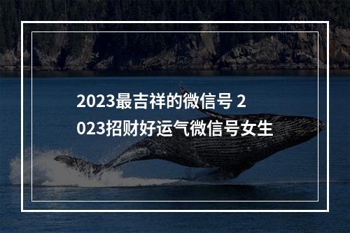 2023最吉祥的微信号 2023招财好运气微信号女生