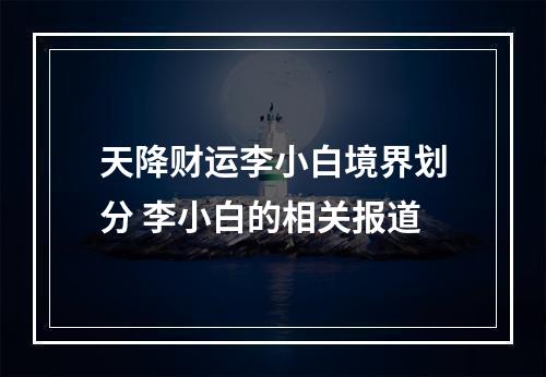 天降财运李小白境界划分 李小白的相关报道