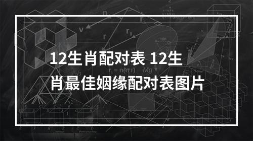 12生肖配对表 12生肖最佳姻缘配对表图片