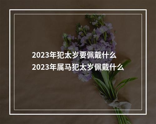 2023年犯太岁要佩戴什么 2023年属马犯太岁佩戴什么