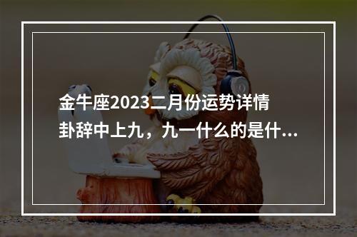 金牛座2023二月份运势详情 卦辞中上九，九一什么的是什么意思？