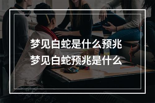 梦见白蛇是什么预兆 梦见白蛇预兆是什么