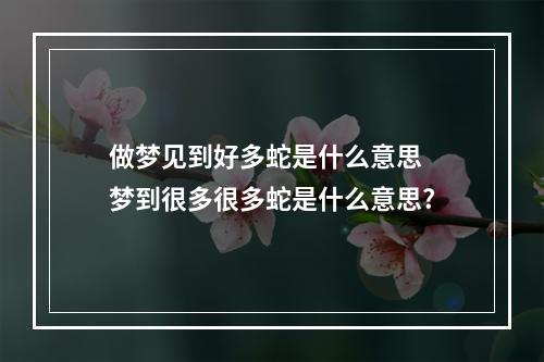 做梦见到好多蛇是什么意思 梦到很多很多蛇是什么意思?