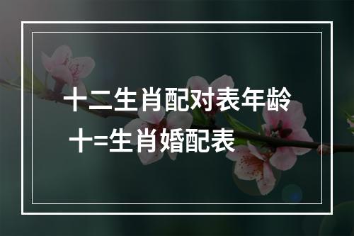 十二生肖配对表年龄 十=生肖婚配表