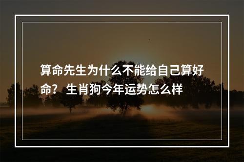 算命先生为什么不能给自己算好命？ 生肖狗今年运势怎么样