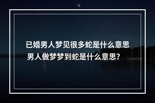 已婚男人梦见很多蛇是什么意思 男人做梦梦到蛇是什么意思？