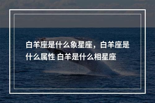 白羊座是什么象星座，白羊座是什么属性 白羊是什么相星座