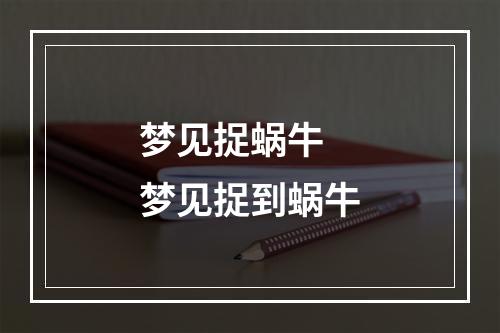 梦见捉蜗牛 梦见捉到蜗牛